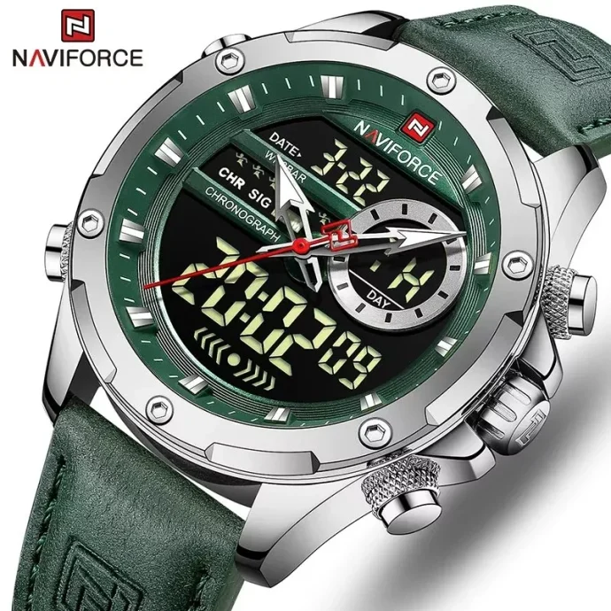 NAVIFORCE 9208 argent vert/cuire
