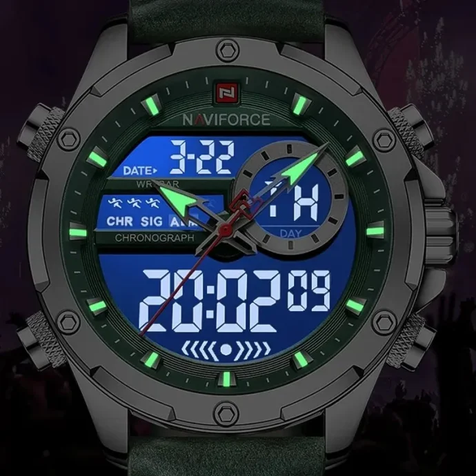 ⁦NAVIFORCE 9208 argent vert/cuire⁩ - الصورة ⁦4⁩