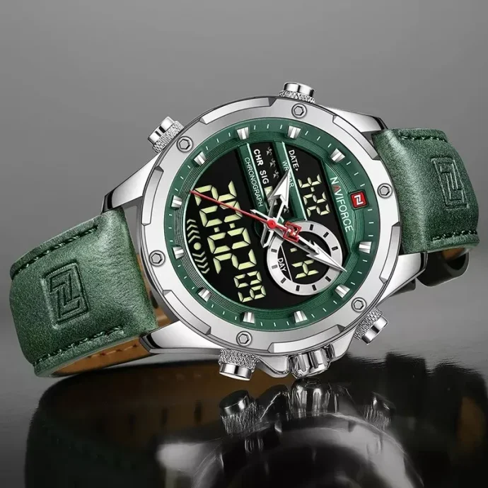 ⁦NAVIFORCE 9208 argent vert/cuire⁩ - الصورة ⁦3⁩