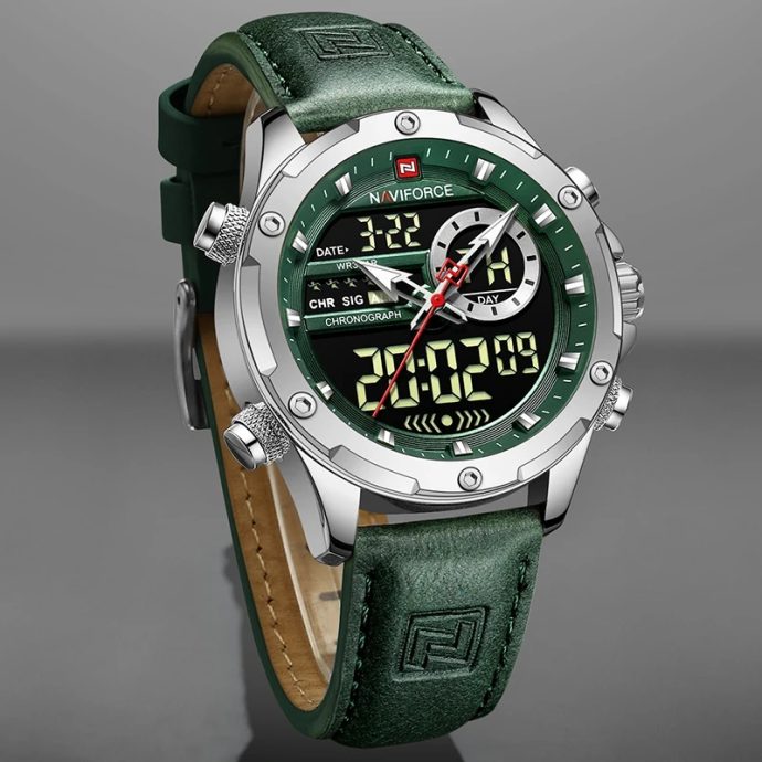 ⁦NAVIFORCE 9208 argent vert/cuire⁩ - الصورة ⁦2⁩